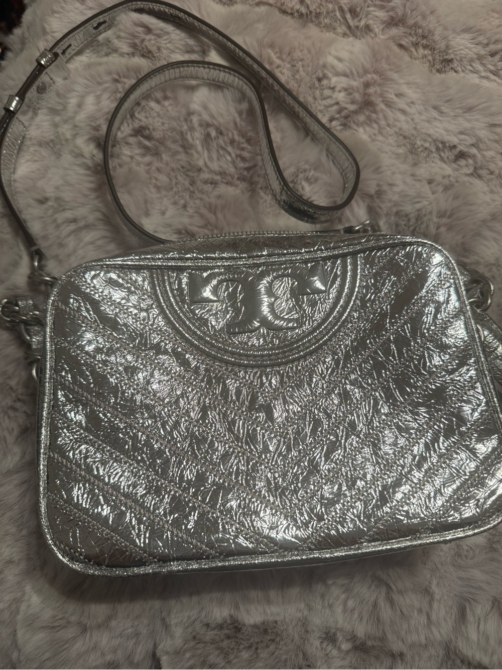 Tory Burch Metallic Silver Crossbody Shoulder Bag - Women